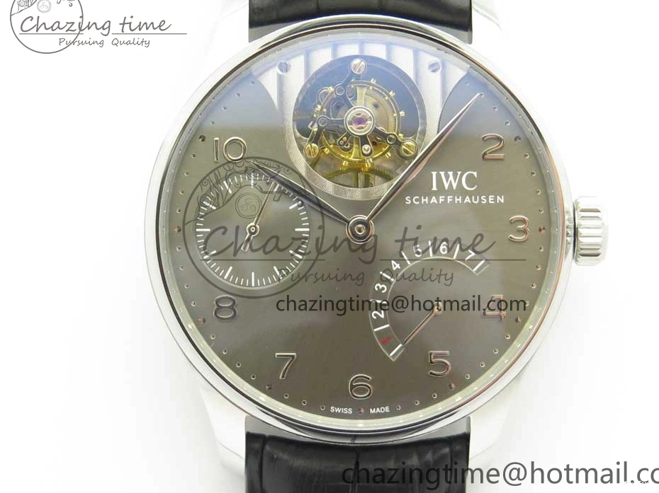 MIROTIME 0809 Portuguese Tourbillon IW5046 SS ZF Best Edition Gray Dial on Black Leather Strap SunProtective 7147